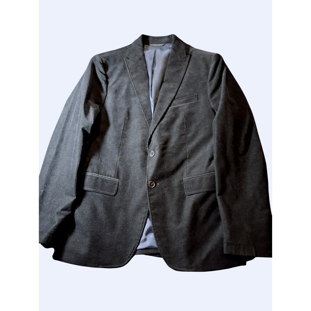 Banana Republic Mens 40R Tailored Fit Corduroy Blazer Jacket Black Charcoal